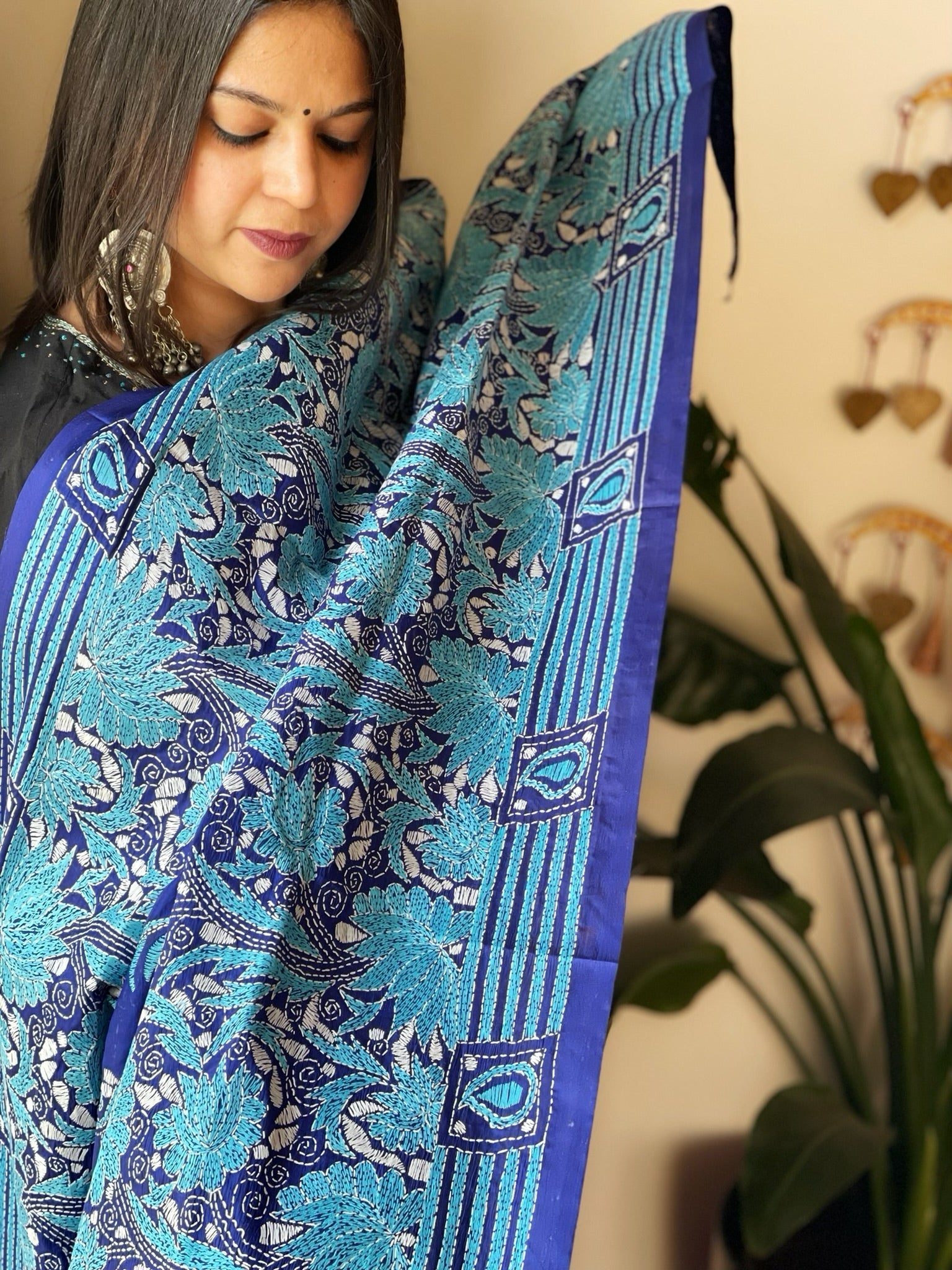 Handmade Nakshi Kantha Dupatta in Pure Silk - Masakalee