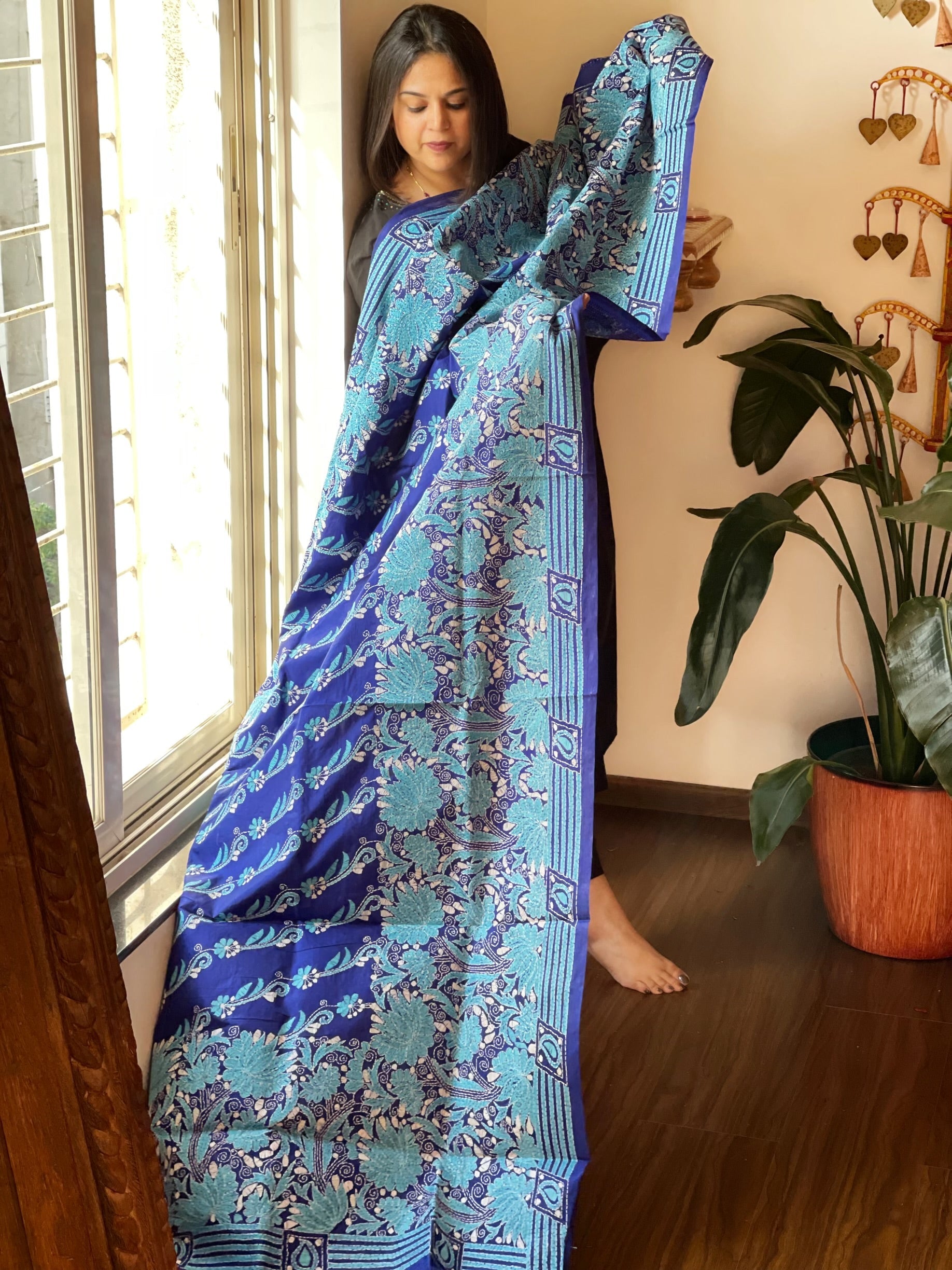 Handmade Nakshi Kantha Dupatta in Pure Silk - Masakalee