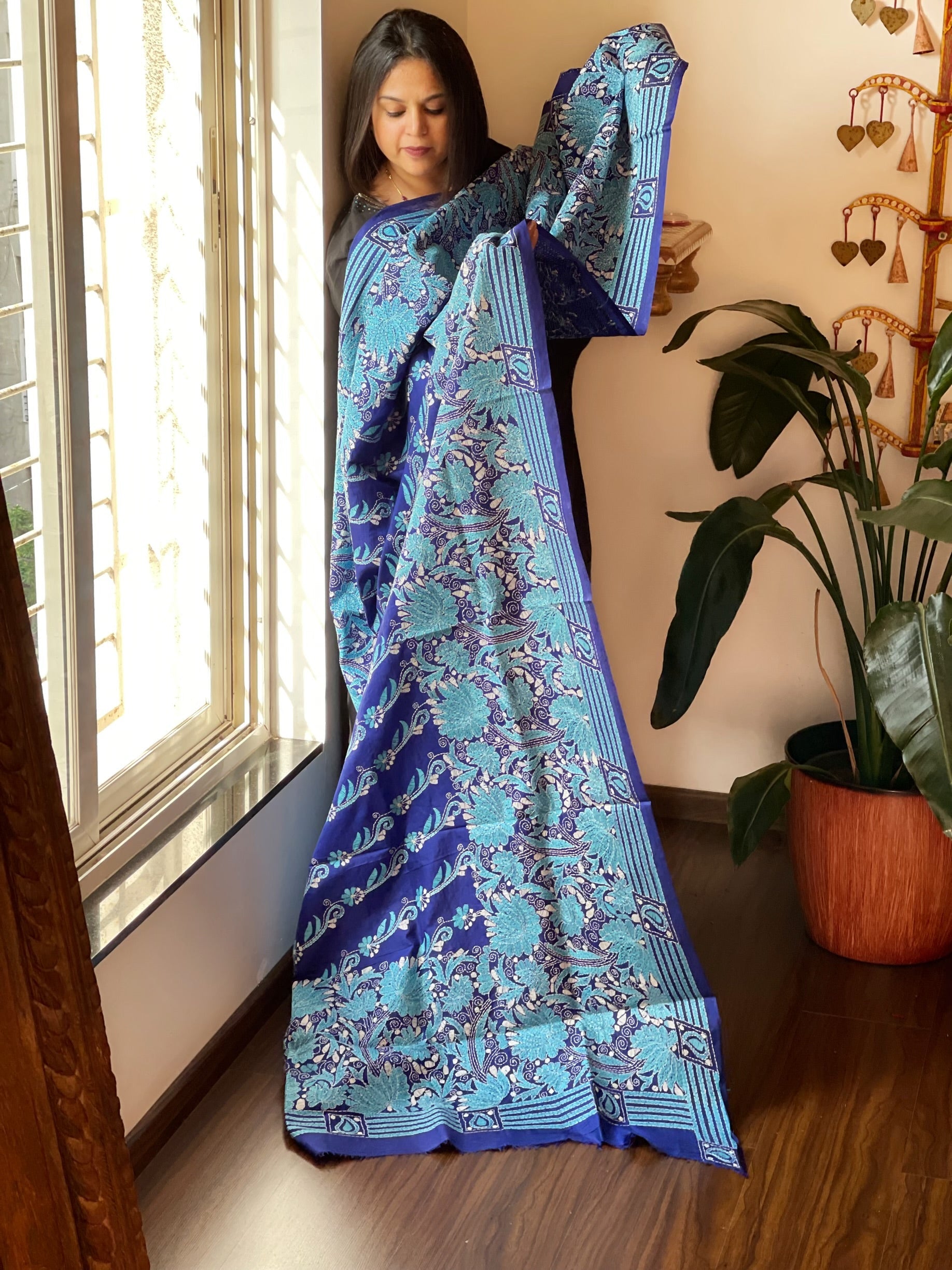 Handmade Nakshi Kantha Dupatta in Pure Silk - Masakalee