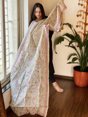 Handmade Nakshi Kantha Dupatta in Pure Silk - Masakalee