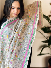 Handmade Nakshi Kantha Dupatta in Pure Silk - Masakalee