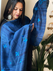 Handmade Phulkari Dupatta in Pure Geecha - Tussar Silk - Masakalee