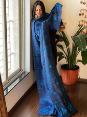 Handmade Phulkari Dupatta in Pure Geecha - Tussar Silk - Masakalee