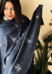 Handmade Phulkari Dupatta in Pure Geecha - Tussar Silk - Masakalee