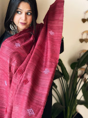 Handmade Phulkari Dupatta in Pure Geecha - Tussar Silk - Masakalee