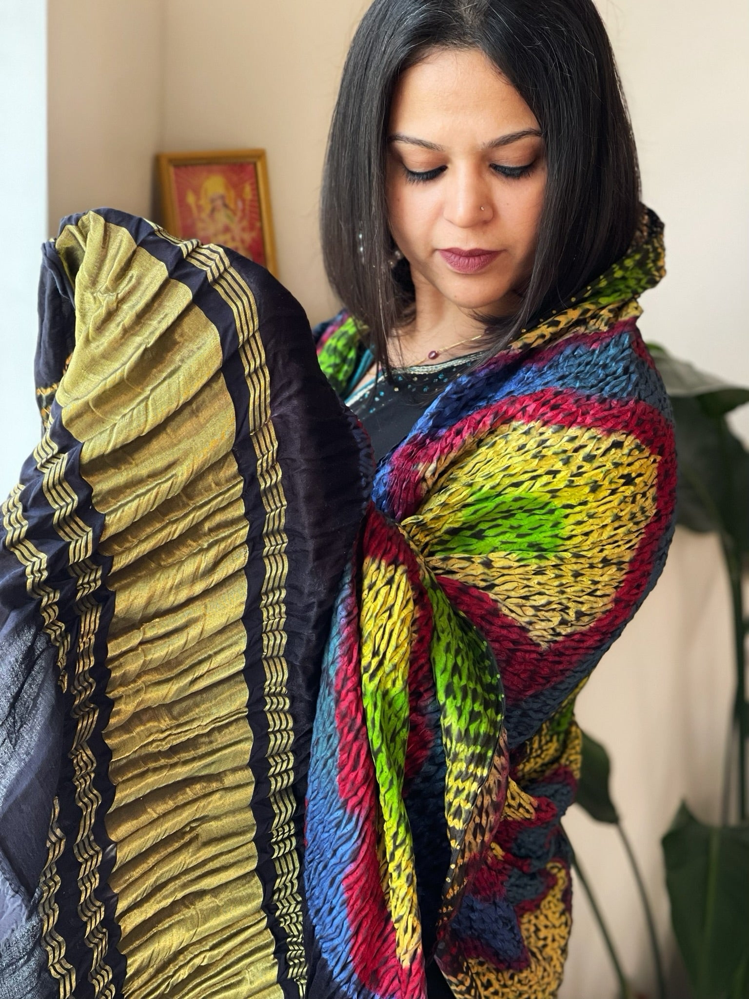 Handmade Shibori Tie Dye Dupatta in Gajji Silk - Masakalee