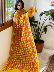 Handmade Sindhi Kadhai with Real Mirror Handwork Dupatta in Pure Silk - Masakalee