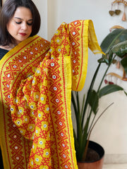 Handmade Sindhi Kadhai with Real Mirror Handwork Dupatta in Pure Silk - Masakalee