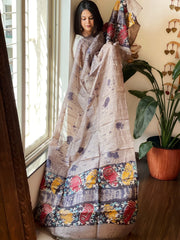 Handpainted and Hand Dyed Dupatta in Pure Silk - Masakalee