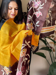 Handpainted and Hand Dyed Dupatta in Pure Silk - Masakalee