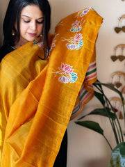 Handpainted and Hand Dyed Dupatta in Pure Silk - Masakalee