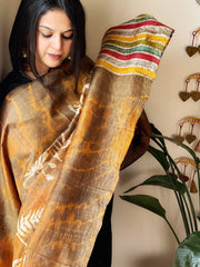 Handpainted and Hand Dyed Dupatta in Pure Silk - Masakalee