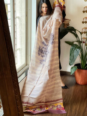 Handpainted and Hand Dyed Dupatta in Pure Silk - Masakalee