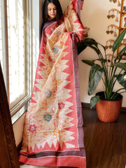 Handpainted and Hand Dyed Dupatta in Pure Silk - Masakalee