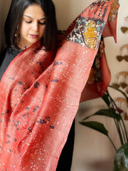 Handpainted and Hand Dyed Dupatta in Pure Silk - Masakalee