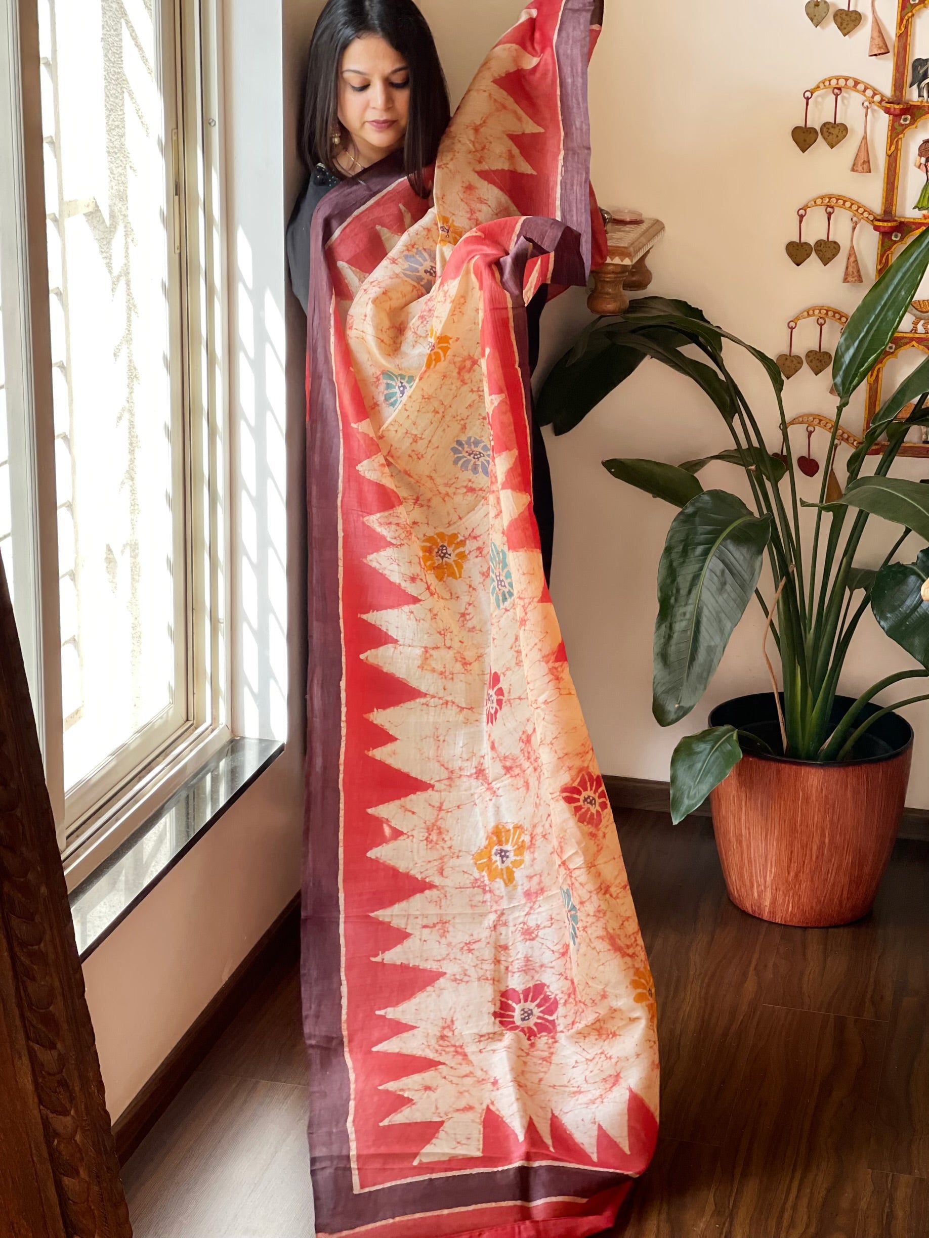 Handpainted and Hand Dyed Dupatta in Pure Silk - Masakalee