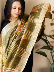 Handpainted and Hand Dyed Dupatta in Pure Silk - Masakalee