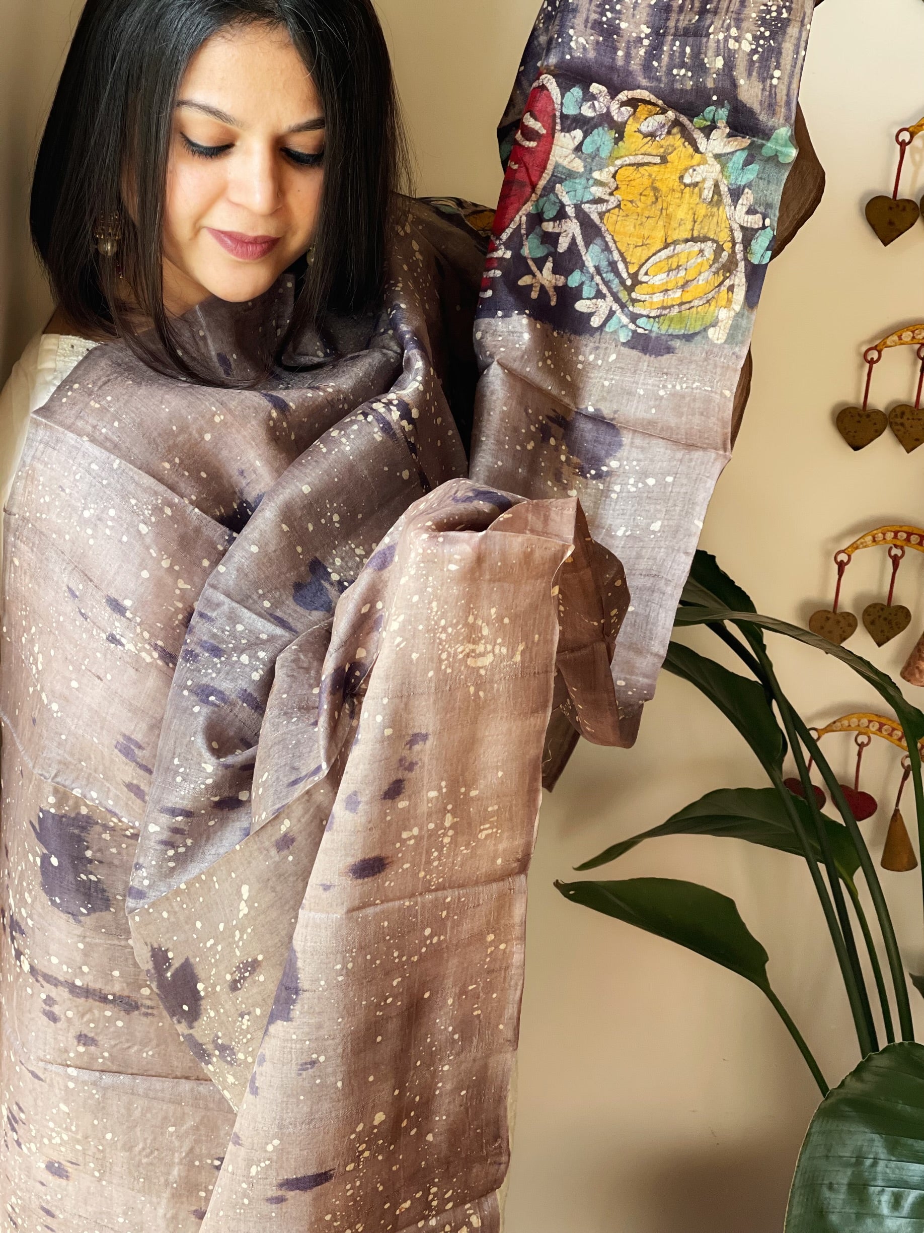 Handpainted and Hand Dyed Dupatta in Pure Silk - Masakalee