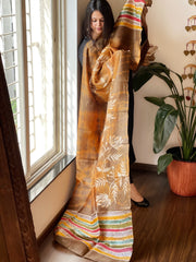 Handpainted and Hand Dyed Dupatta in Pure Silk - Masakalee