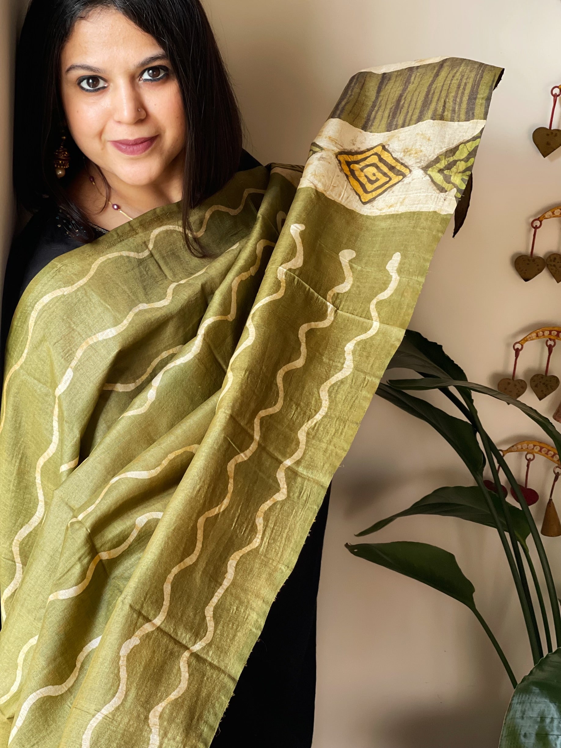 Handpainted and Hand Dyed Dupatta in Pure Silk - Masakalee