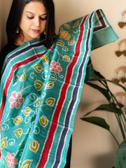 Handpainted and Hand Dyed Dupatta in Pure Silk - Masakalee