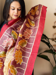 Handpainted and Hand Dyed Dupatta in Pure Silk - Masakalee