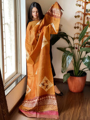 Handpainted and Hand Dyed Dupatta in Pure Silk - Masakalee