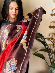 Handpainted and Hand Dyed Dupatta in Pure Silk - Masakalee