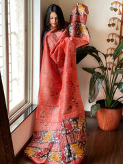 Handpainted and Hand Dyed Dupatta in Pure Silk - Masakalee