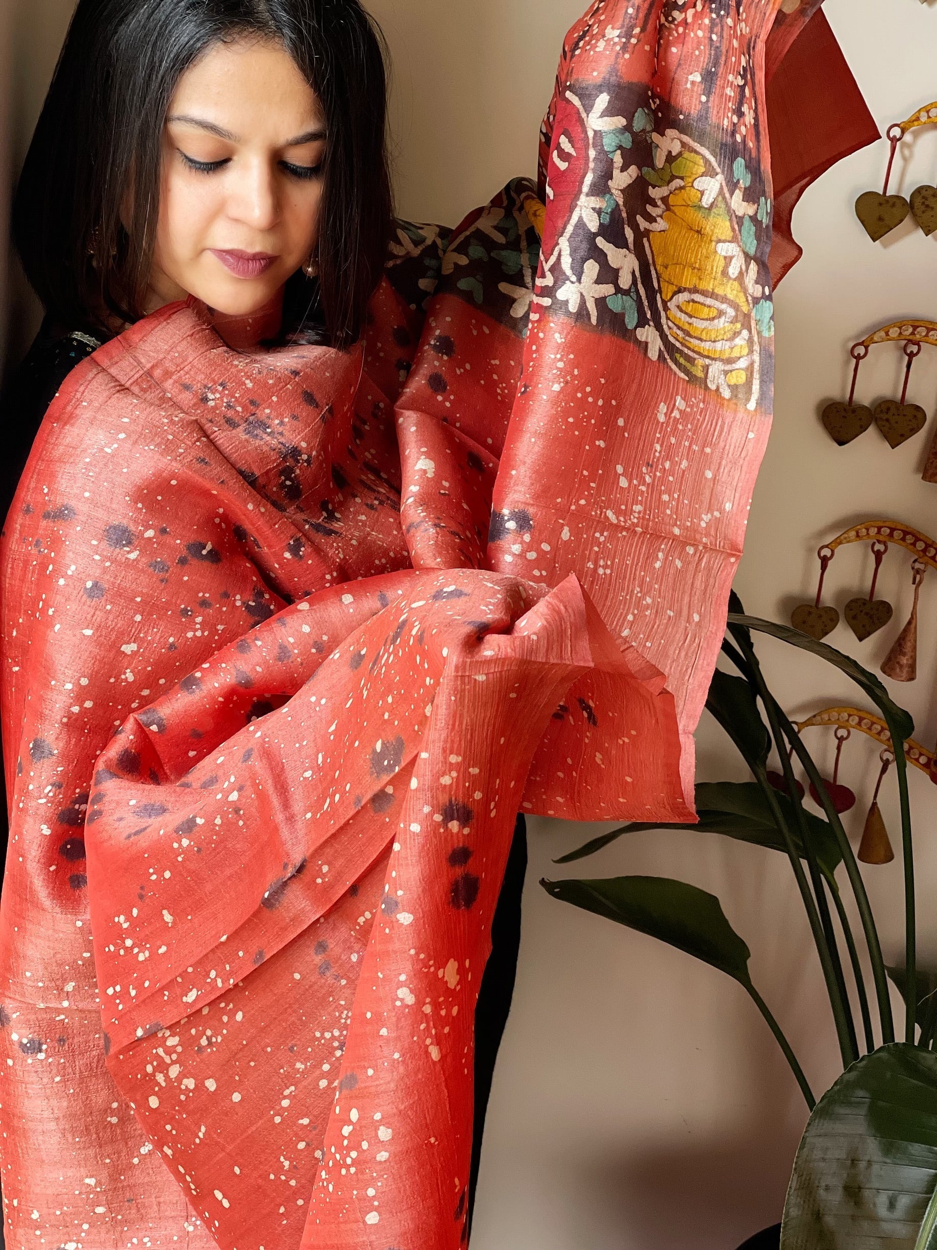 Handpainted and Hand Dyed Dupatta in Pure Silk - Masakalee