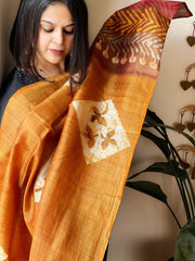 Handpainted and Hand Dyed Dupatta in Pure Silk - Masakalee