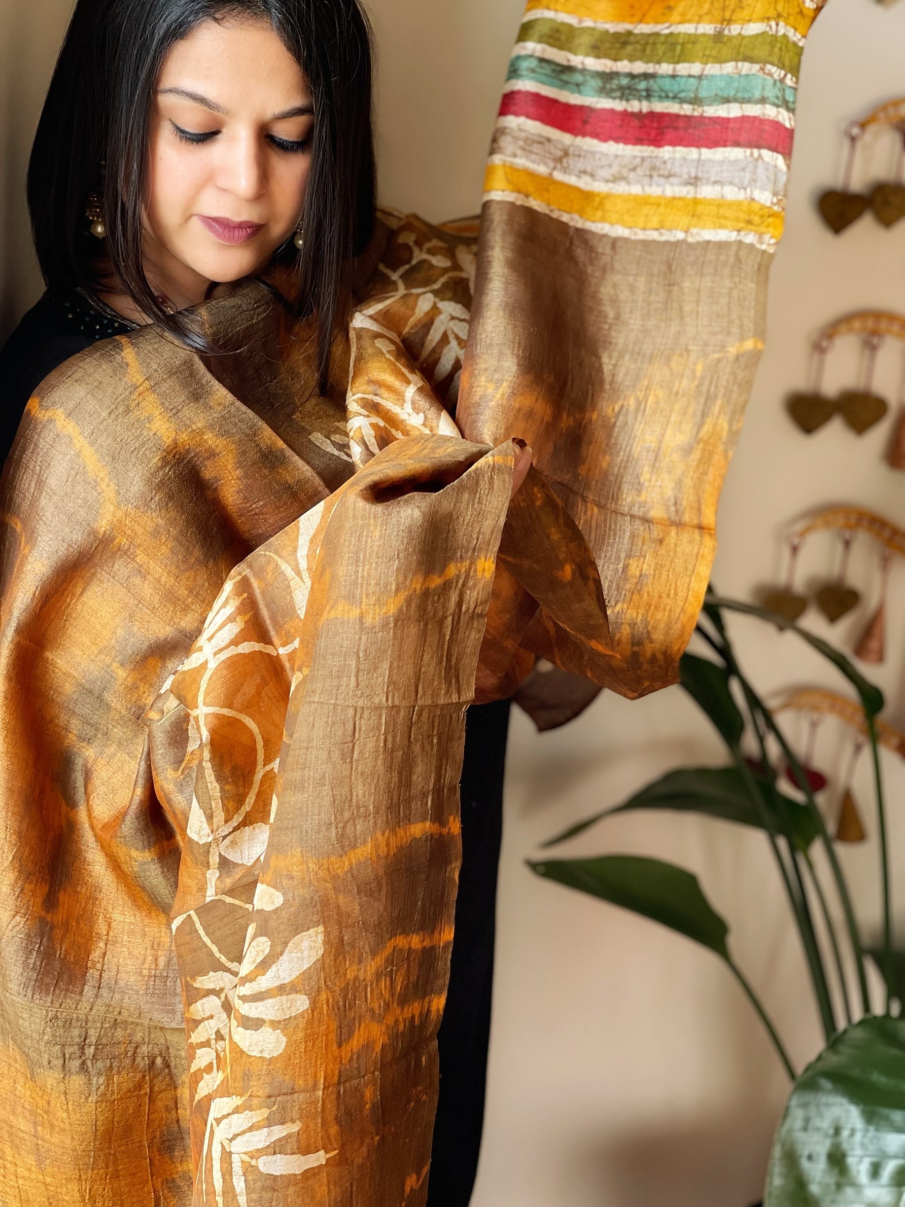 Handpainted and Hand Dyed Dupatta in Pure Silk - Masakalee