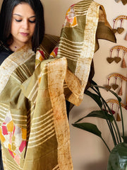 Handpainted and Hand Dyed Dupatta in Pure Silk - Masakalee