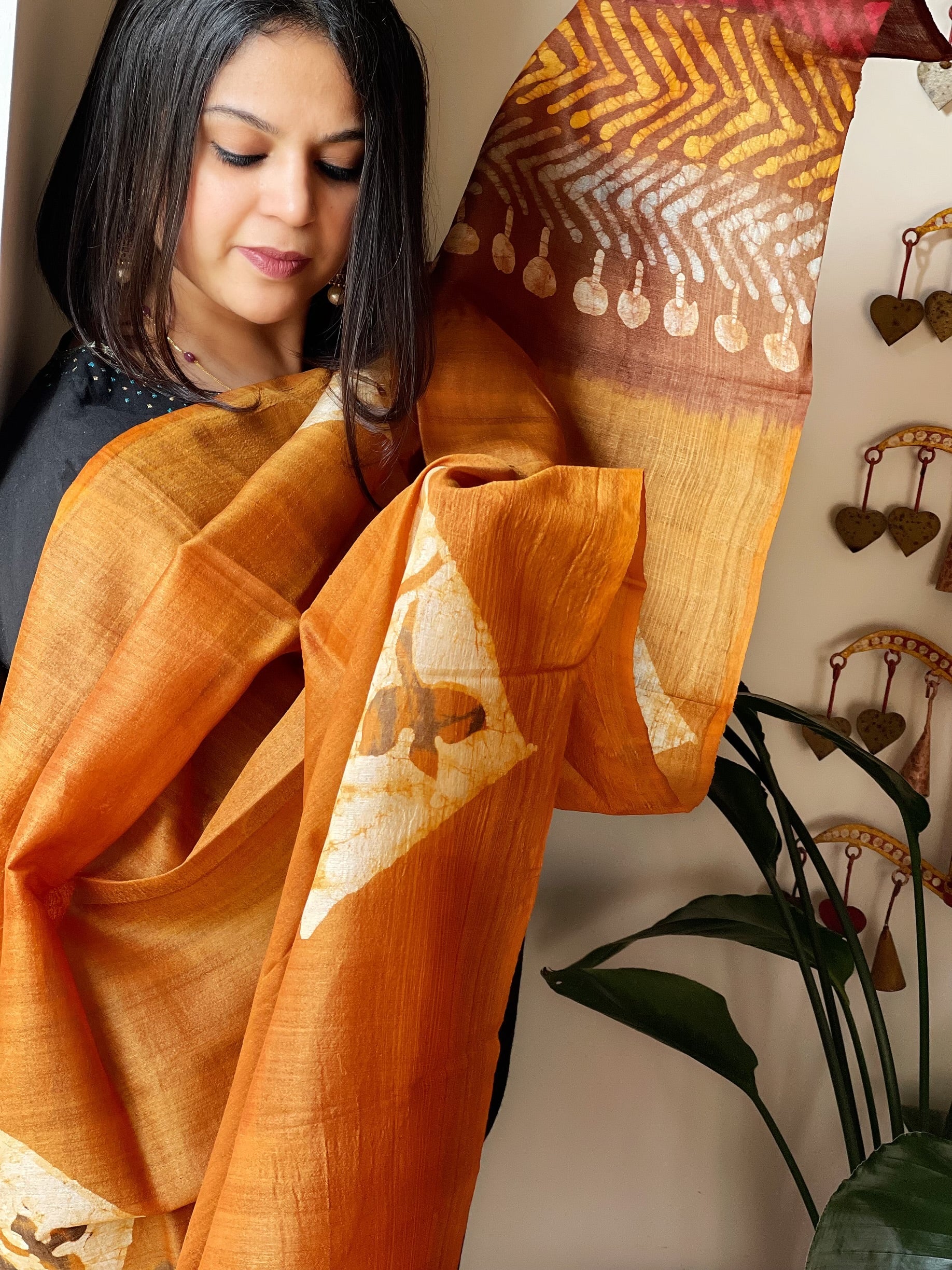 Handpainted and Hand Dyed Dupatta in Pure Silk - Masakalee