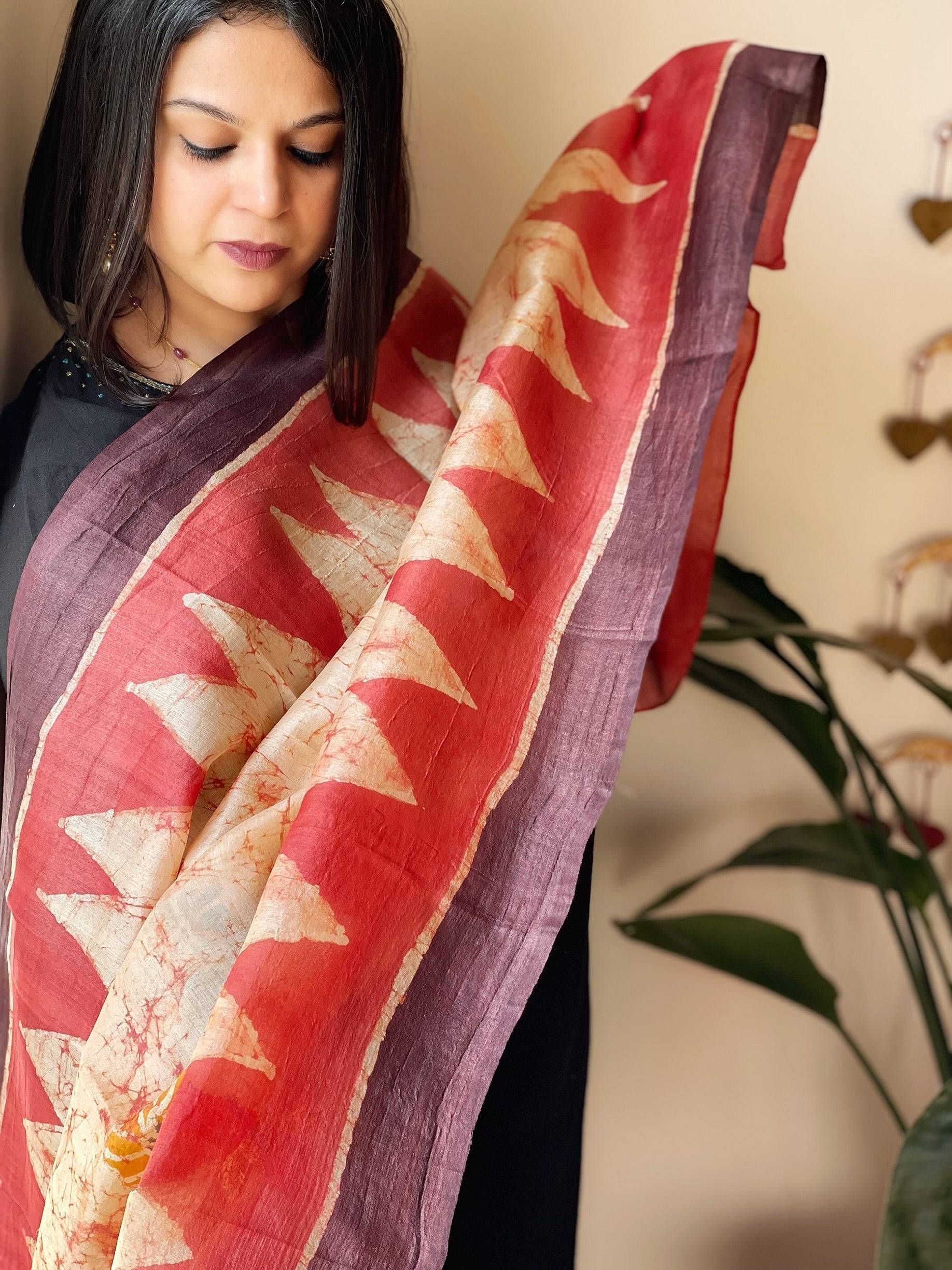 Handpainted and Hand Dyed Dupatta in Pure Silk - Masakalee