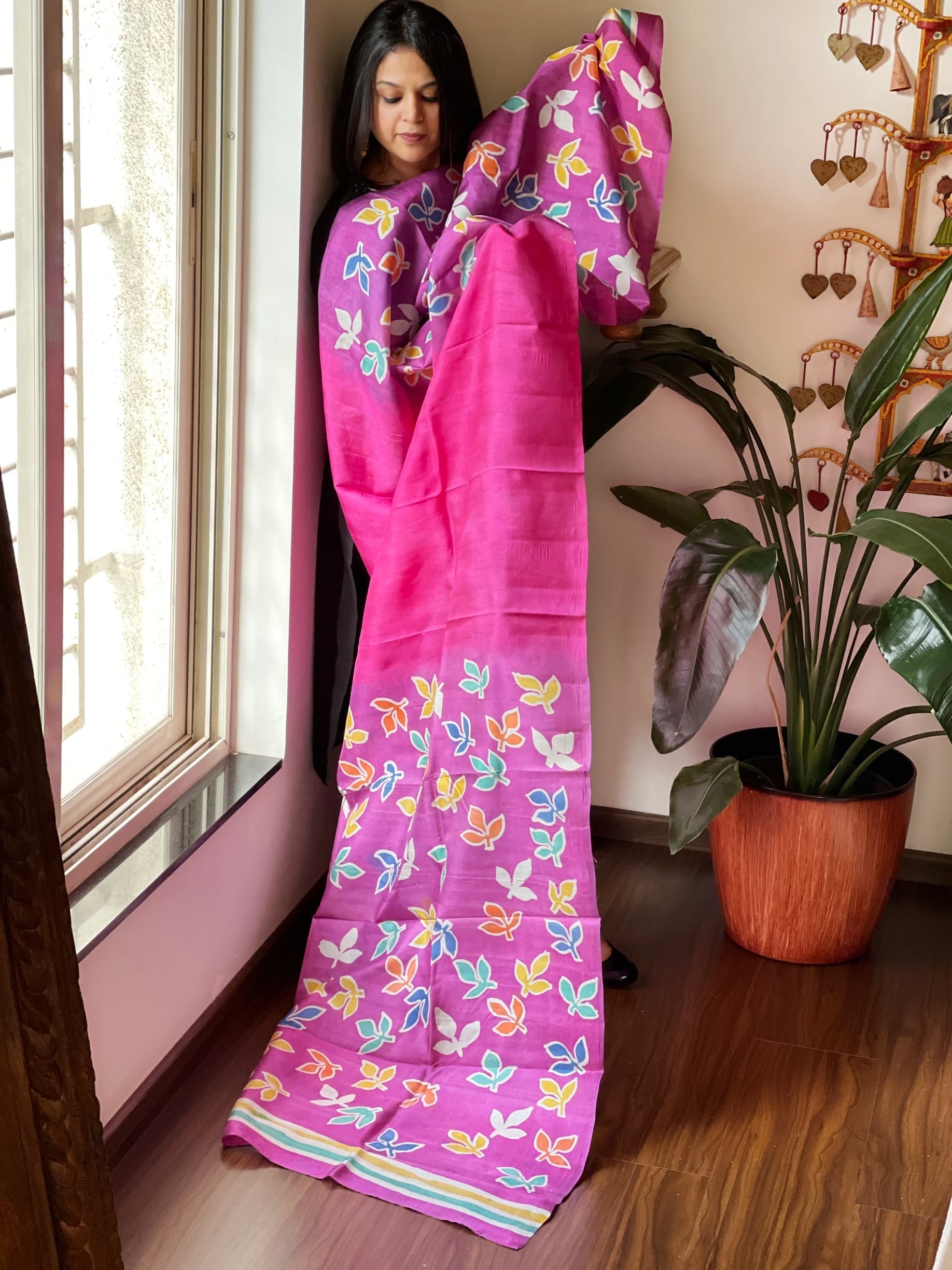 Handpainted and Hand Dyed Dupatta in Pure Silk - Masakalee