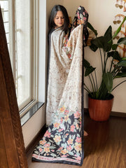 Handpainted & Batik Hand Dyed Dupatta in Handwoven Mul Silk - Masakalee