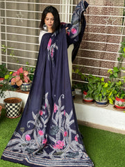 Handpainted & Batik Hand Dyed Dupatta in Modal Silk - Masakalee