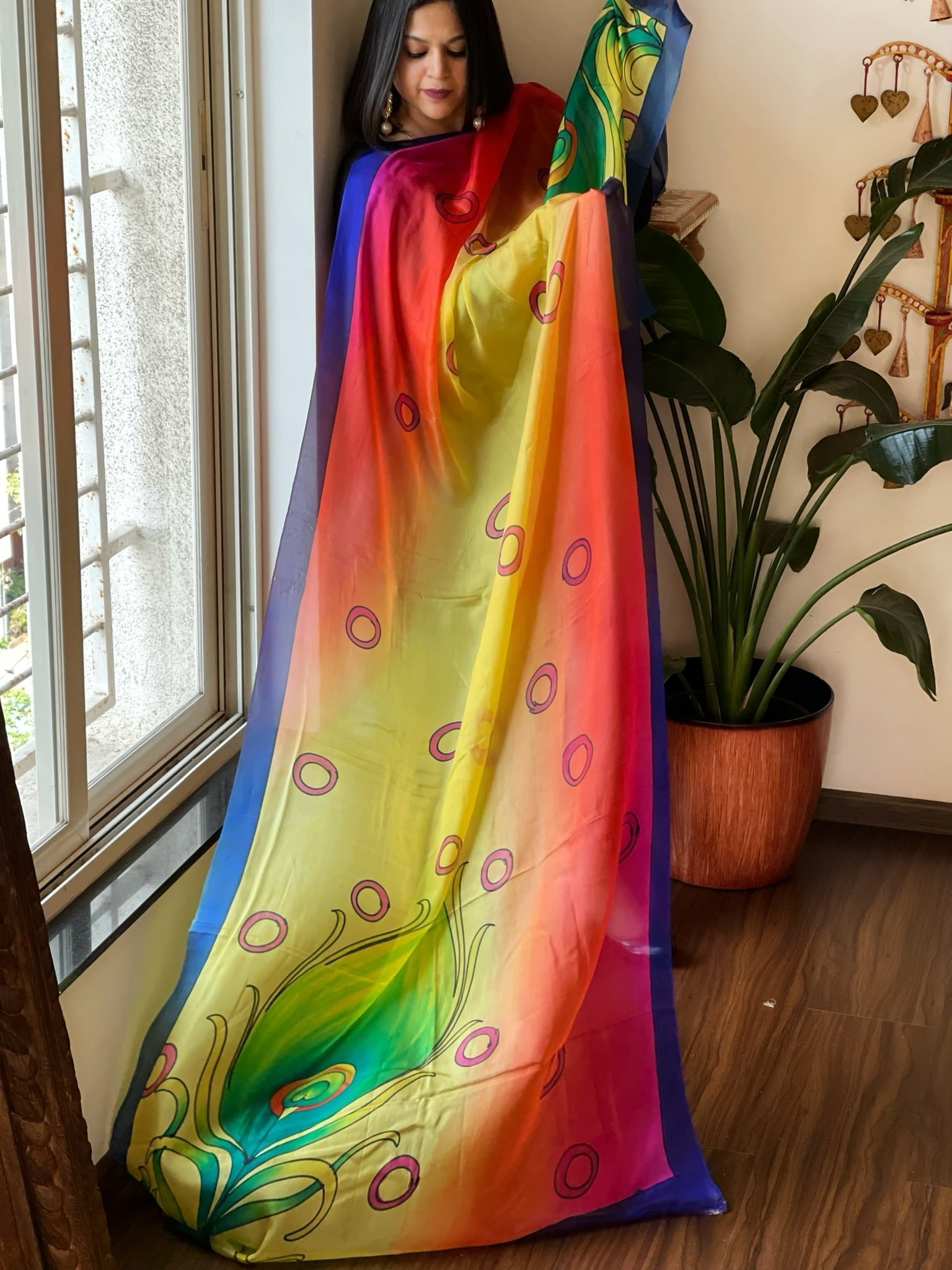 Handpainted Dupatta in Pure Silk - Masakalee