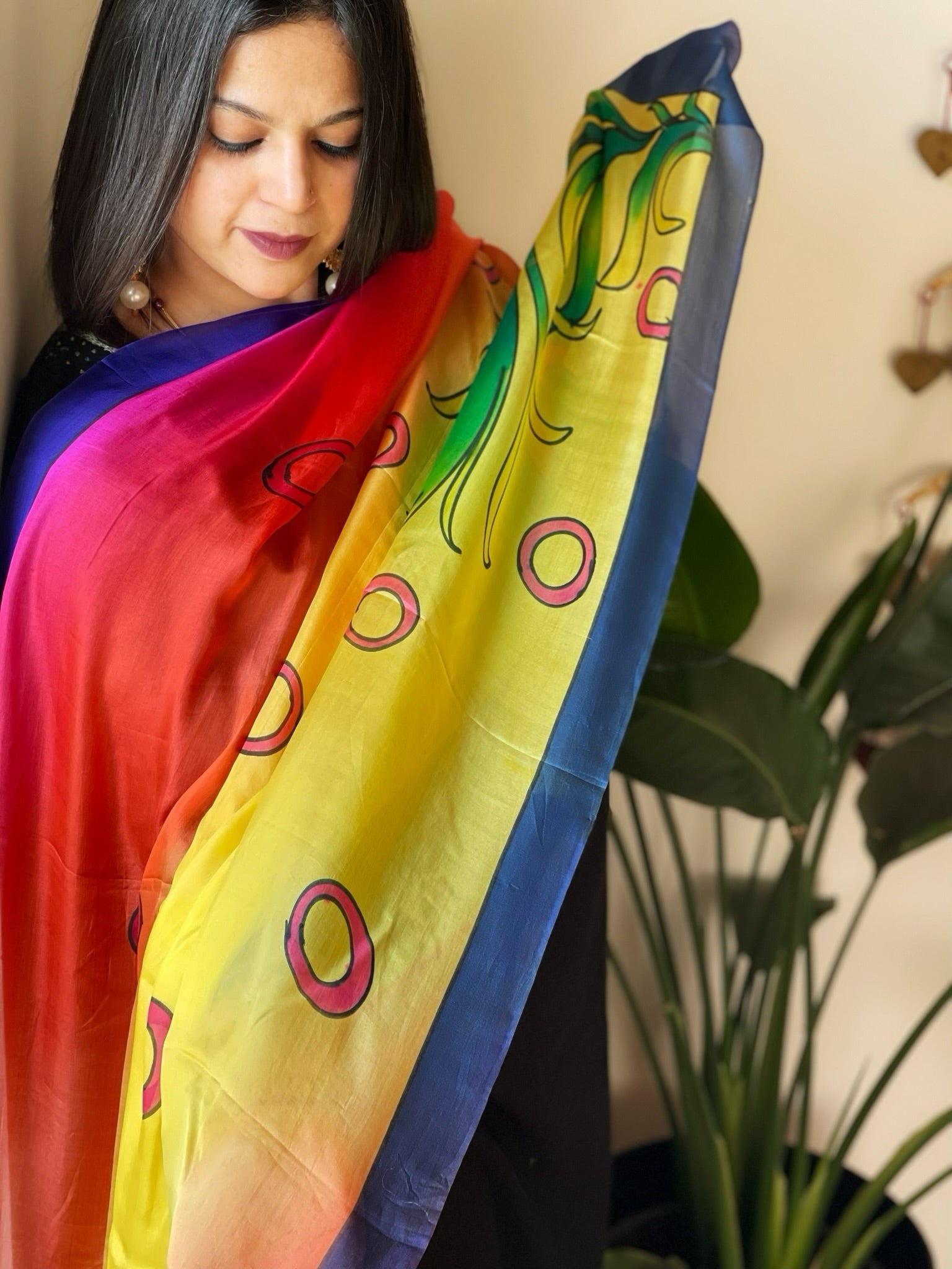 Handpainted Dupatta in Pure Silk - Masakalee