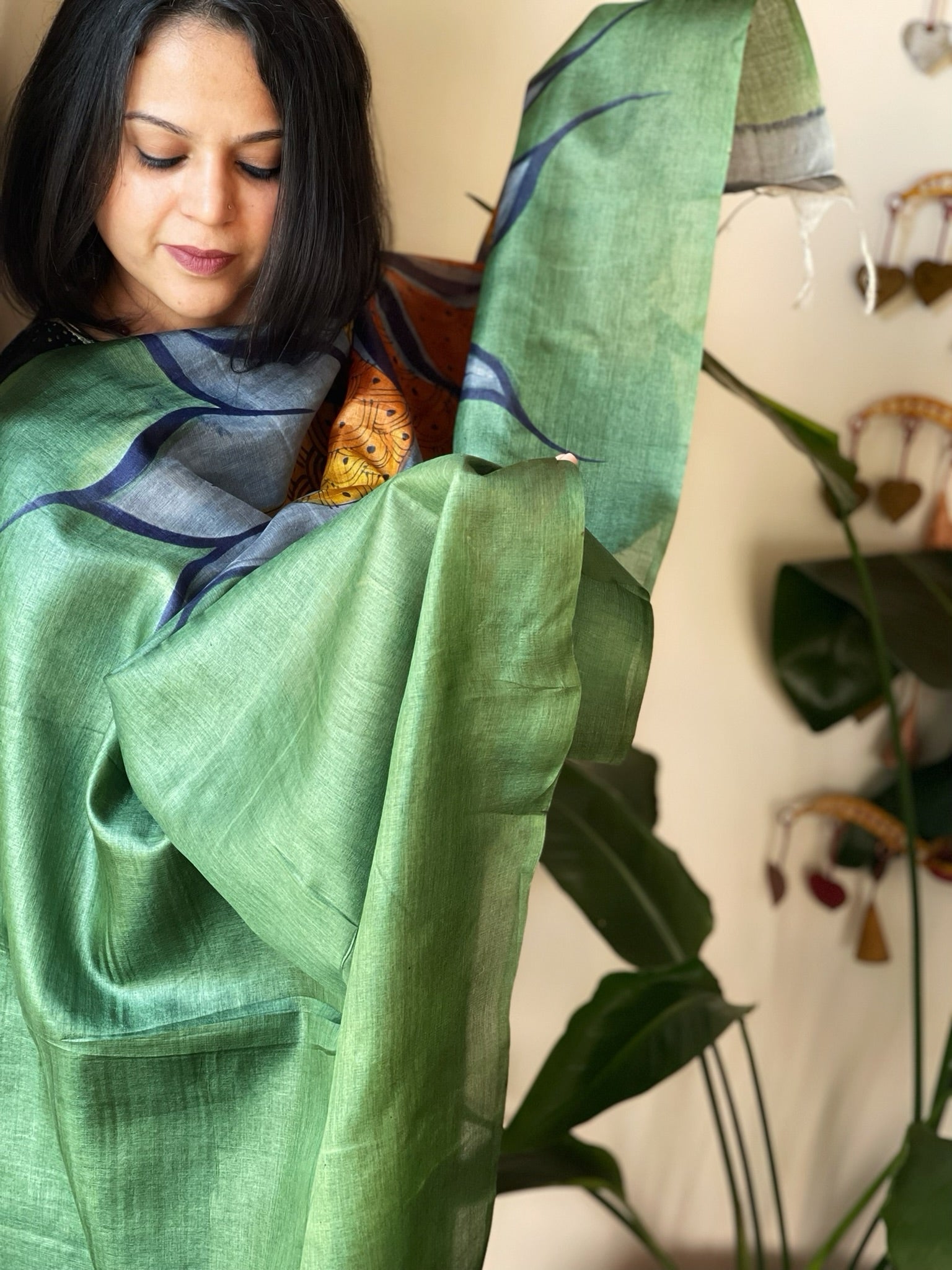 Handpainted Dupatta in Tussar Silk - Masakalee