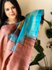 Handpainted Dupatta in Tussar Silk - Masakalee