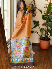 Handpainted Dupatta in Tussar Silk - Masakalee