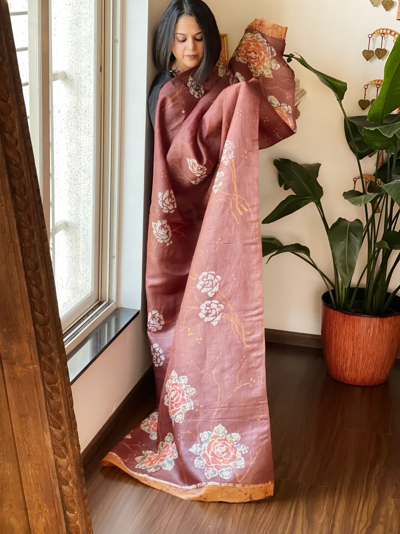 Handpainted Dupatta in Tussar Silk - Masakalee