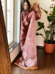 Handpainted Dupatta in Tussar Silk - Masakalee
