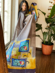 Handpainted Dupatta in Tussar Silk - Masakalee