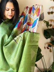 Handpainted Dupatta in Tussar Silk - Masakalee