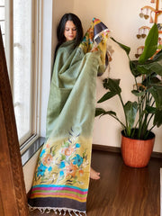 Handpainted Dupatta in Tussar Silk - Masakalee