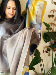 Handpainted Dupatta in Tussar Silk - Masakalee