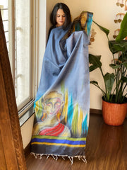 Handpainted Dupatta in Tussar Silk - Masakalee